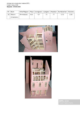 Maison d'habitation, Ahmedabad (Inde) [maquette]